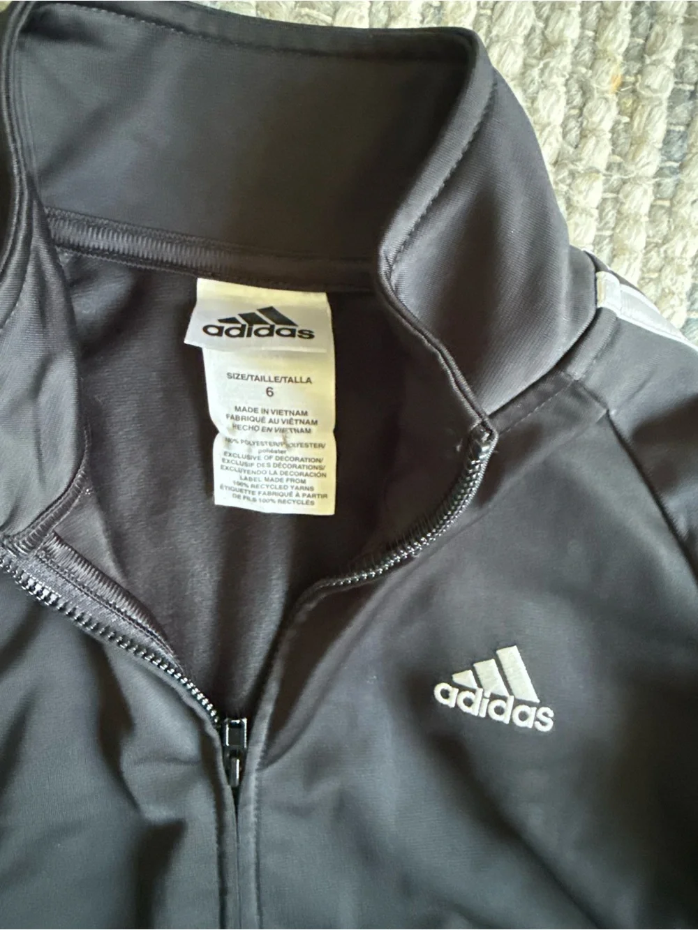 adidas Black Track Jacket and Pants with White Stripes
